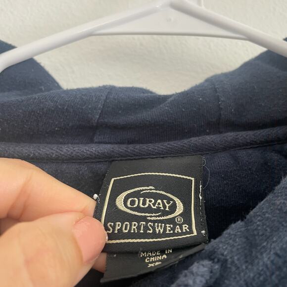 Vintage Ouray Vail Hoodie Sweater XL Blue Colorado Pockets Casual Outdoor Skiing - Picture 8 of 8